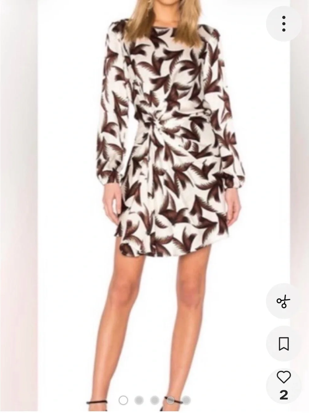 A.L.C. Freya 100% Silk Twist Front Mini Dress Cocktail Long Sleeve Size 10